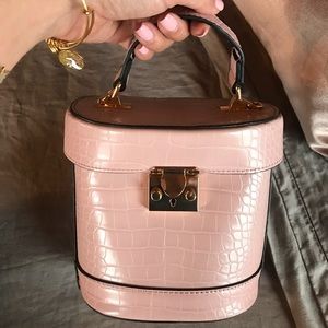 Cross Body Pink Crocodile Print Bag